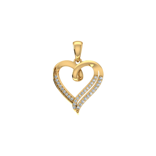 10K Yellow Gold Round Diamond Womens Heart Pendant 1/10 Ctw
