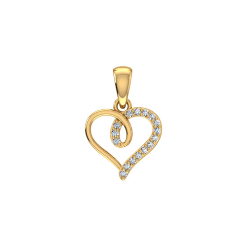 10K Yellow Gold Round Diamond Twisted Heart Pendant 1/25 Ctw