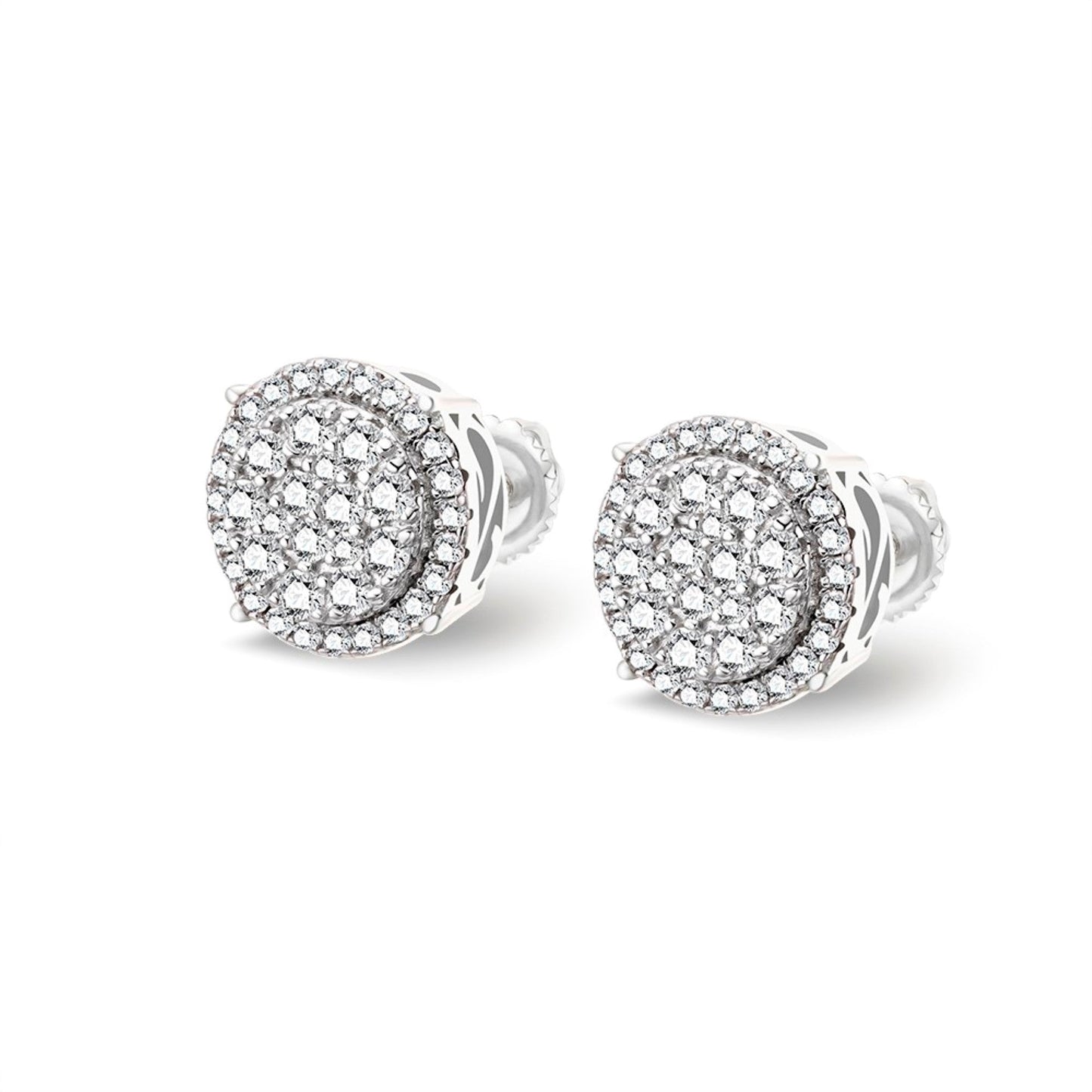 Sterling Silver Moissanite Round Shape Stud Earrings 3/4 Ctw