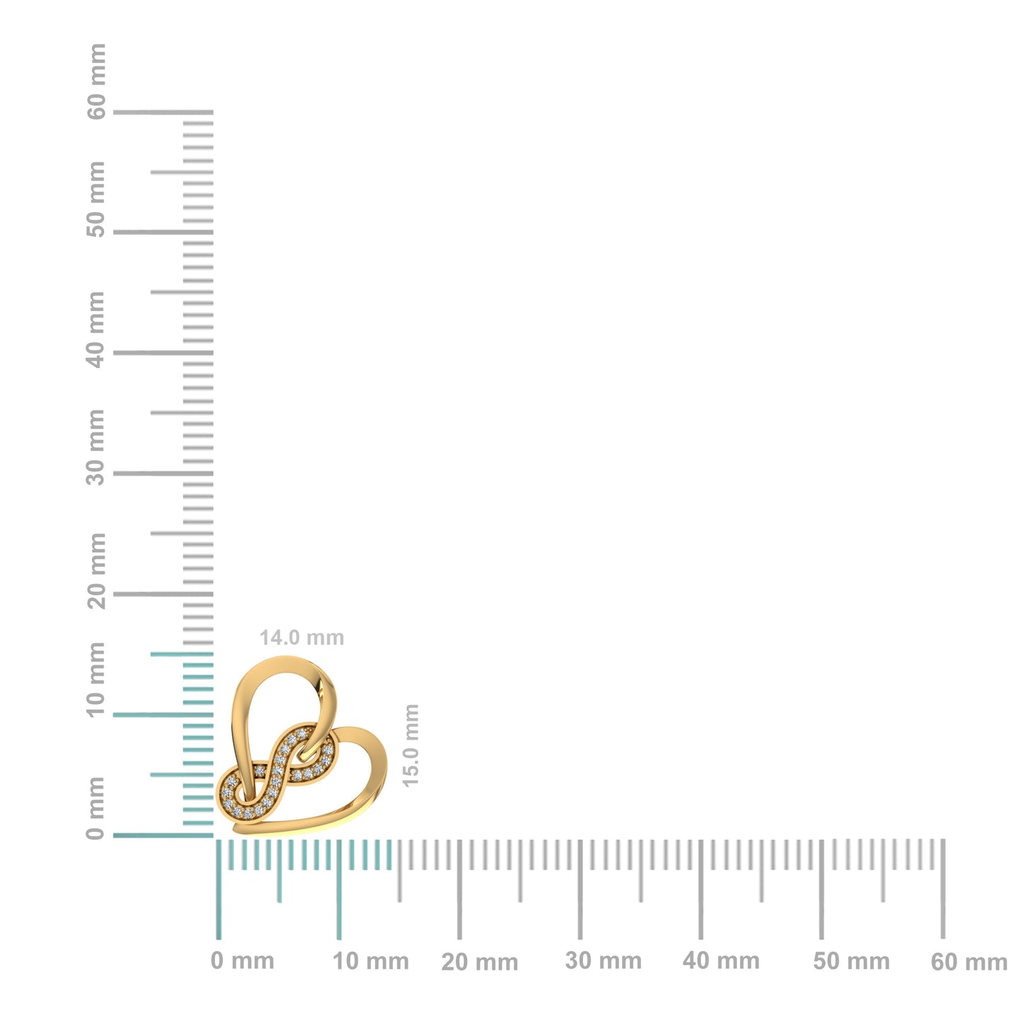 10K Yellow Gold Round Diamond Heart Shape Twisted Infinity Pendant 1/25 Ctw