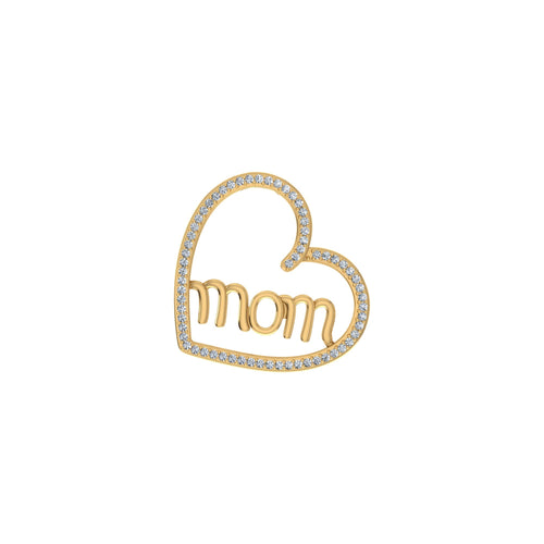 10K Yellow Gold Round Diamond Womens Mom Heart Pendant 1/10 Ctw