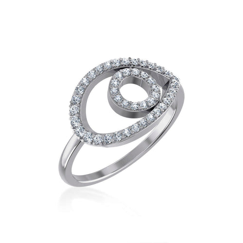 10K White Gold Round Diamond Pear Shape Womens Negative Gap Ring 1/3 Ctw