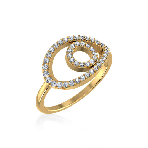 10K Yellow Gold Round Diamond Pear Shape Womens Negative Gap Ring 1/3 Ctw