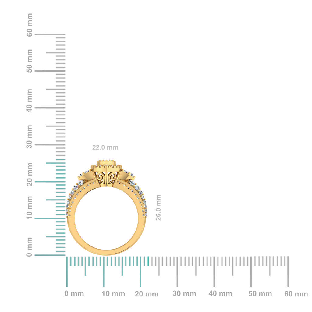 10K Yellow Gold Womens Round Diamond Big Bridal Marquise Shape Ring 1-1/4 Ctw