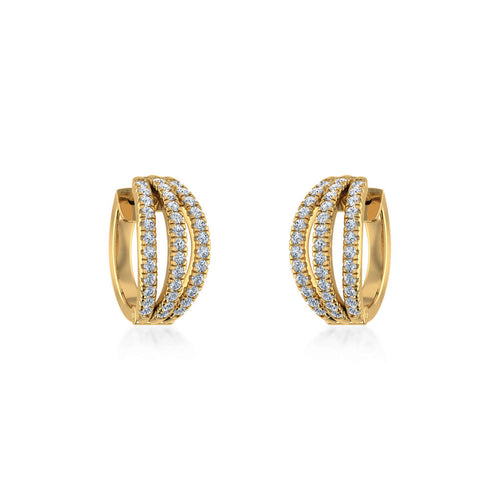 10K Yellow Gold Womens Round Diamond Small Huggies Earrings 3/4 Ctw
