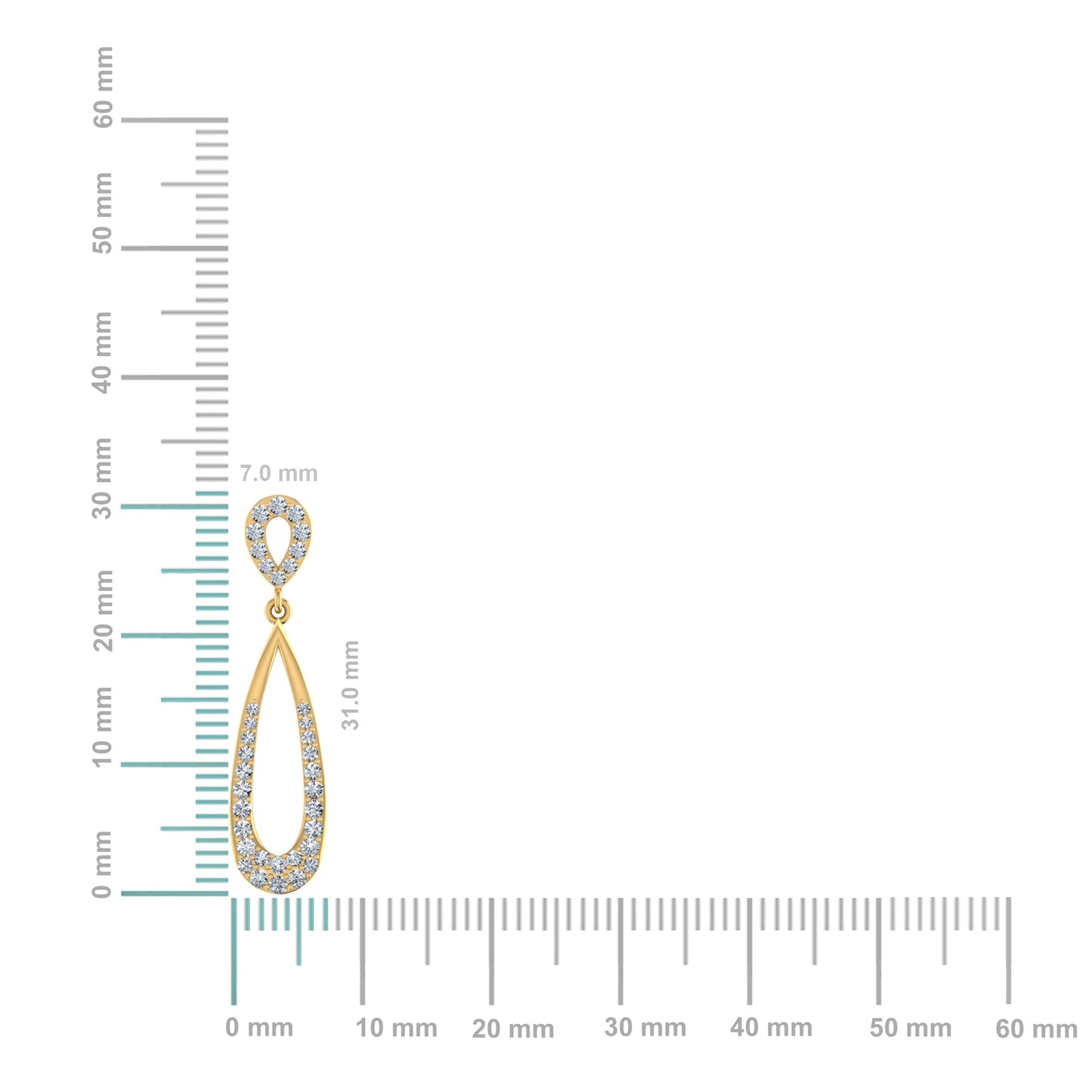 10K Yellow Gold Round Diamond Drop Shape Dangling Earrings 1/2 Ctw