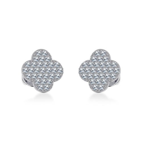 14K White Gold Diamond Designer Stud Earring 1/4 Ctw