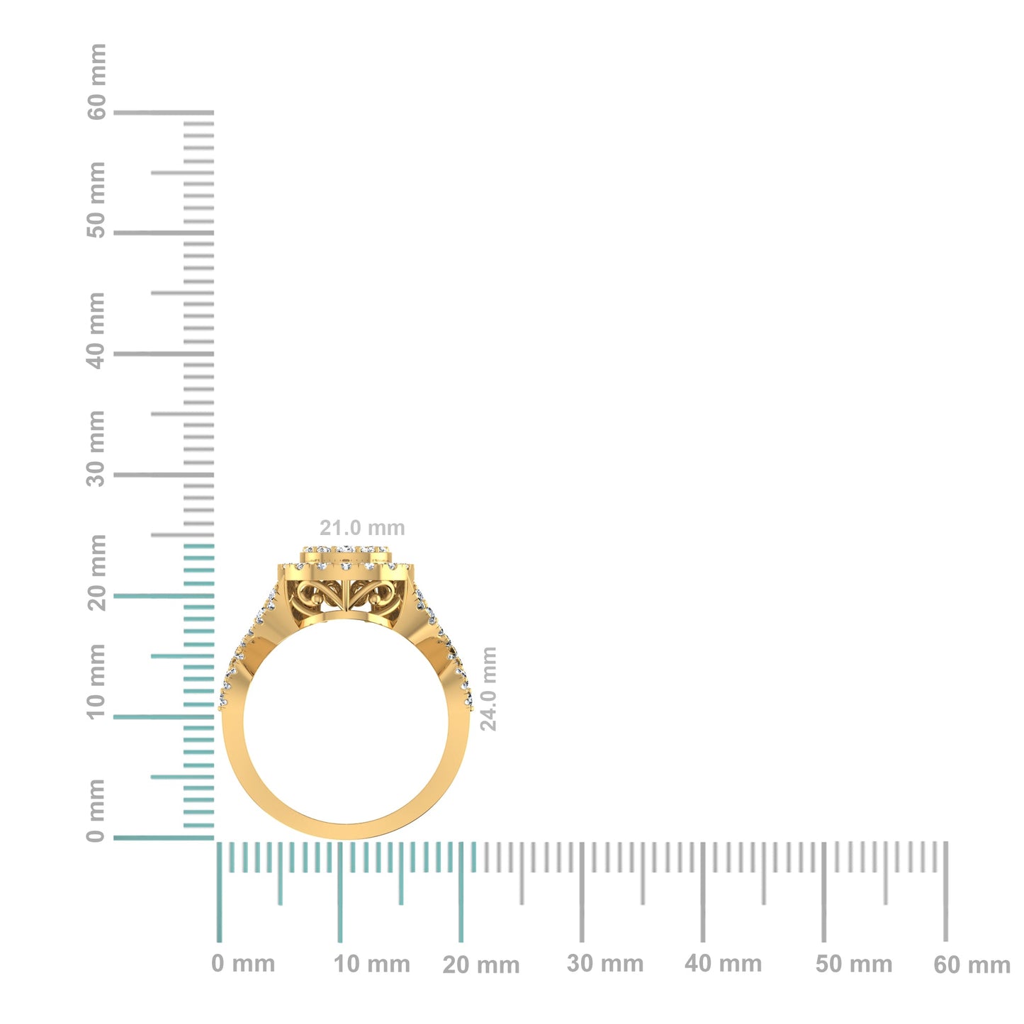10K Yellow Gold Round Diamond Pear Shape Halo Designer Womens Ring Size 7 1-3/8 Ctw