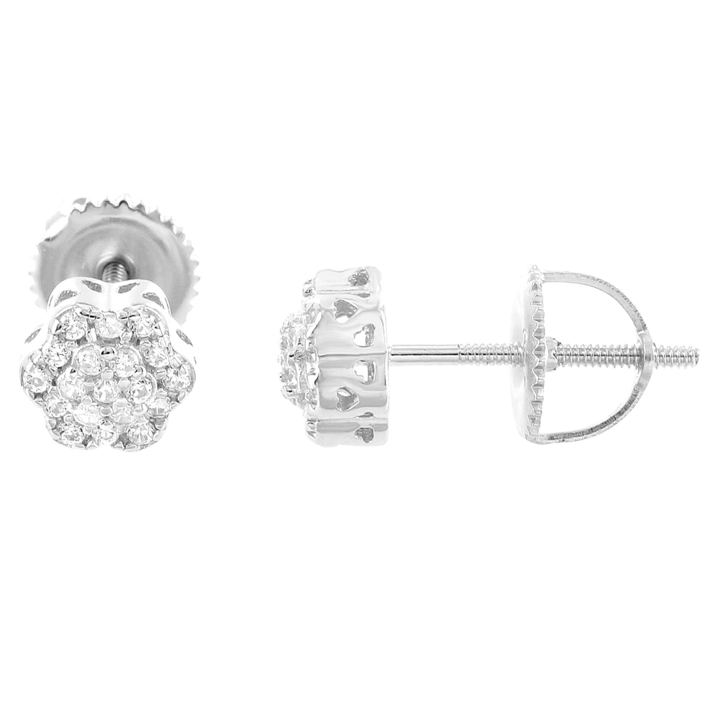 Sterling Silver Round Moissanite Earrings 1/6 Ctw