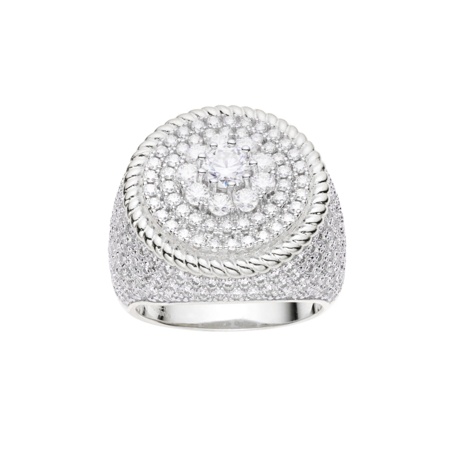 Sterling Silver Moissanite Carat Men Ring Size 10 (RP) 4-1/2 Ctw