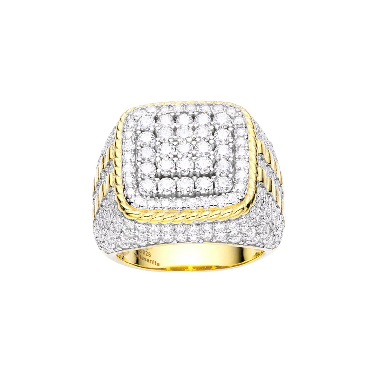 Sterling Silver Moissanite Carat Men Ring Size 10 (RP) 4-1/4 Ctw