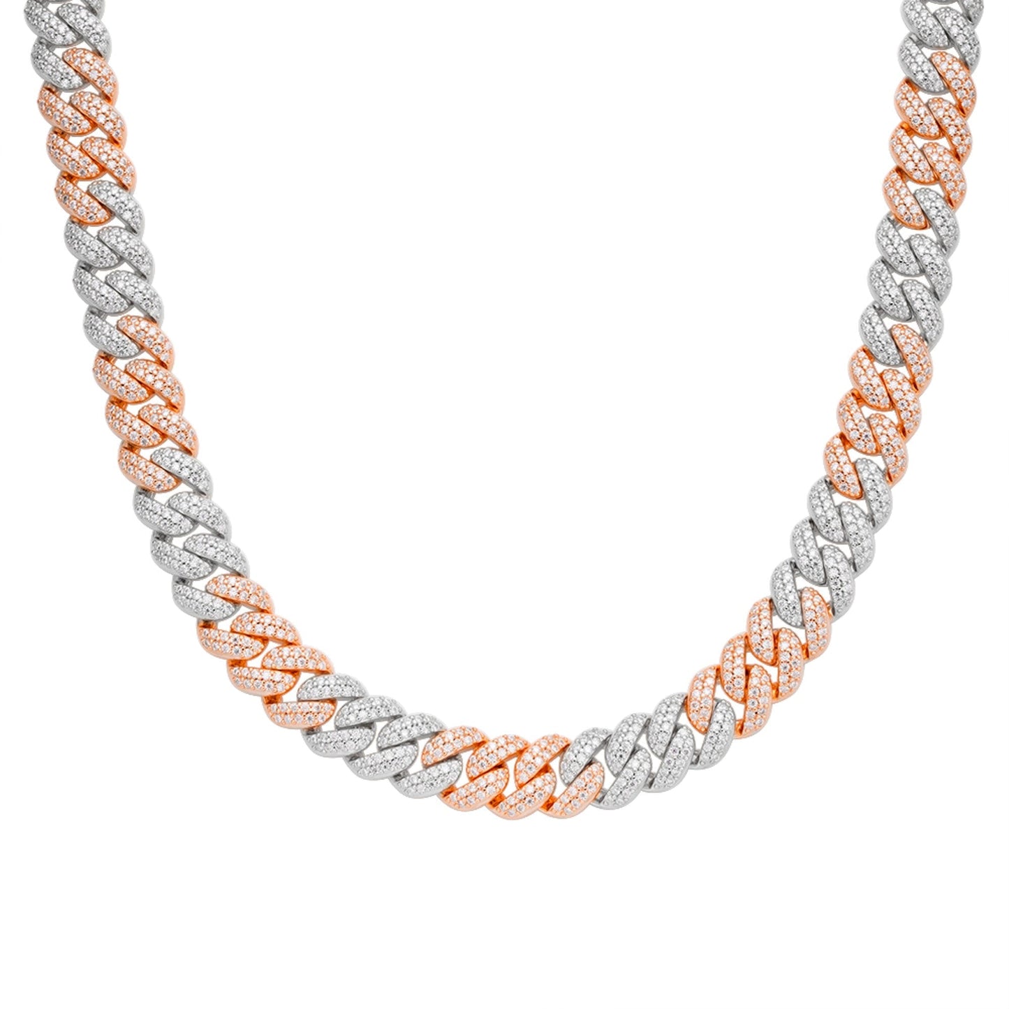 Sterling Silver Moissanite 10mm Cuban Chain 22 Inch Necklace 13-5/8 Ctw