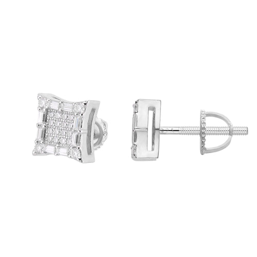 Sterling Silver Moissanite Square Shape Stud Earrings 5/8 Ctw