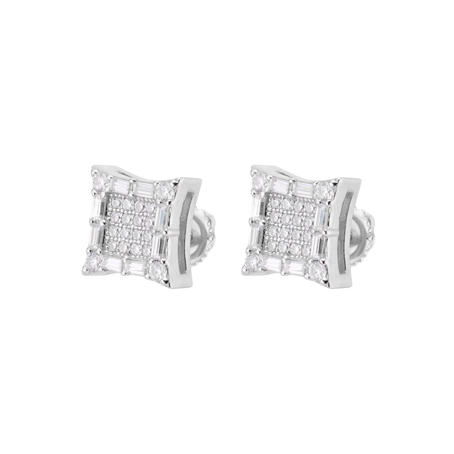 Sterling Silver Moissanite Square Shape Stud Earrings 5/8 Ctw