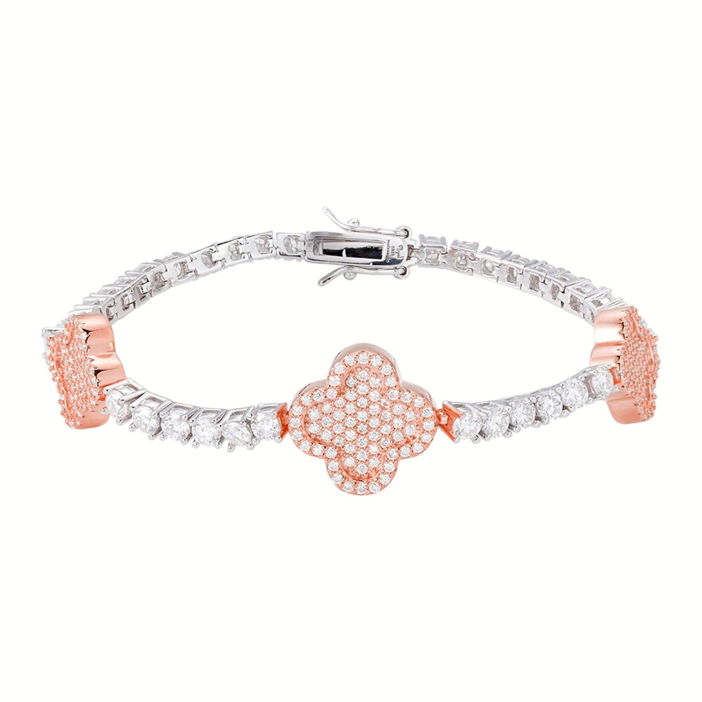 Sterling Silver Round Moissanite 15mm Designer With 3mm Tennis Chain 7 Inch Bracelet 1 Ctw