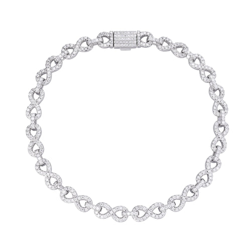 Sterling Silver 6mm Round Moissanite Infinity 7 Inch Designer Bracelet 3-1/4 Ctw