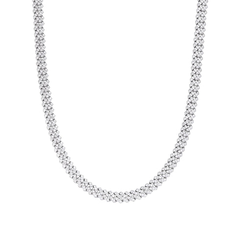 Sterling Silver 6mm Round Moissanite Cuban 20 Inch Necklace 5-3/8 Ctw