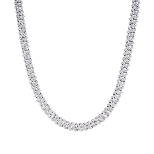 Sterling Silver 8mm Round Moissanite Cuban 22 Inch Necklace 8-1/3 Ctw