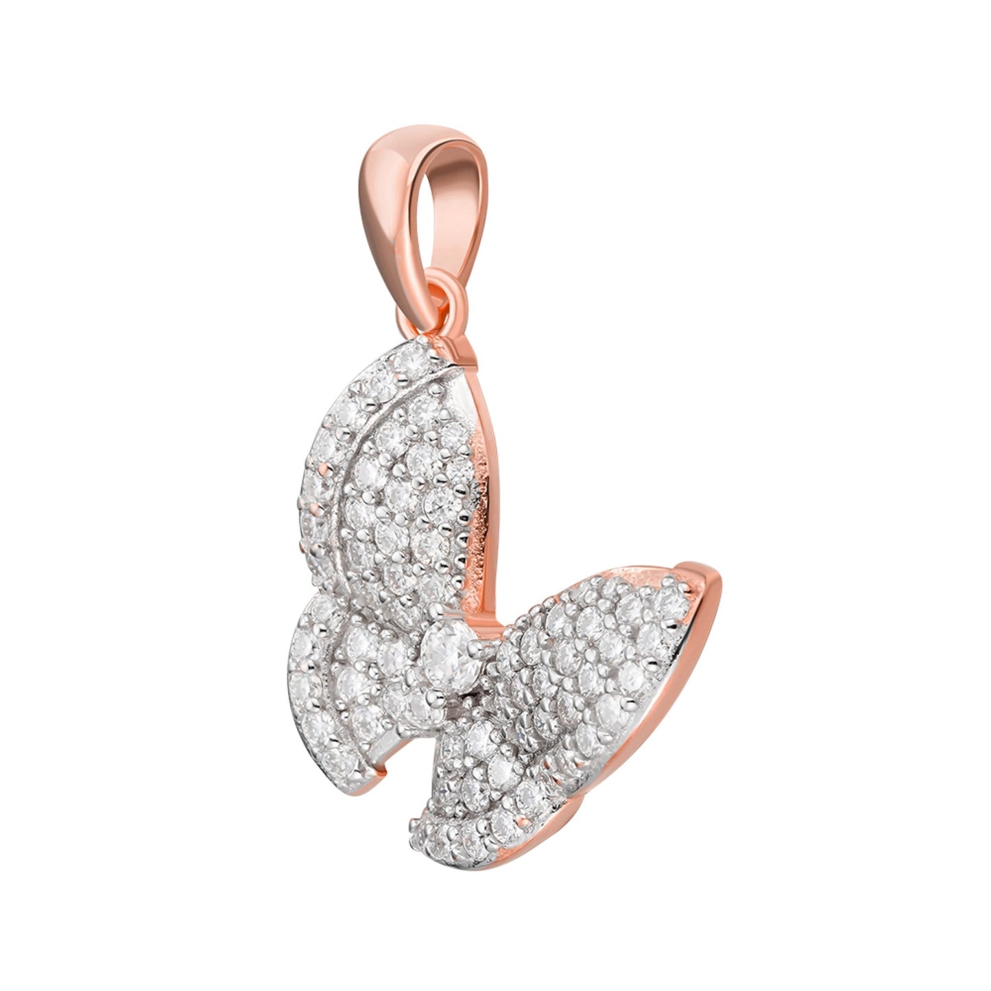 Sterling Silver Round Moissanite Butterfly Animal Pendant 3/4 Ctw