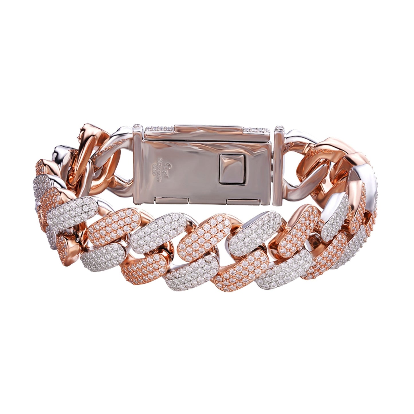 Sterling Silver Moissanite18mm Miami Cuban 8.50 Inch Men Bracelet 17-1/3 Ctw