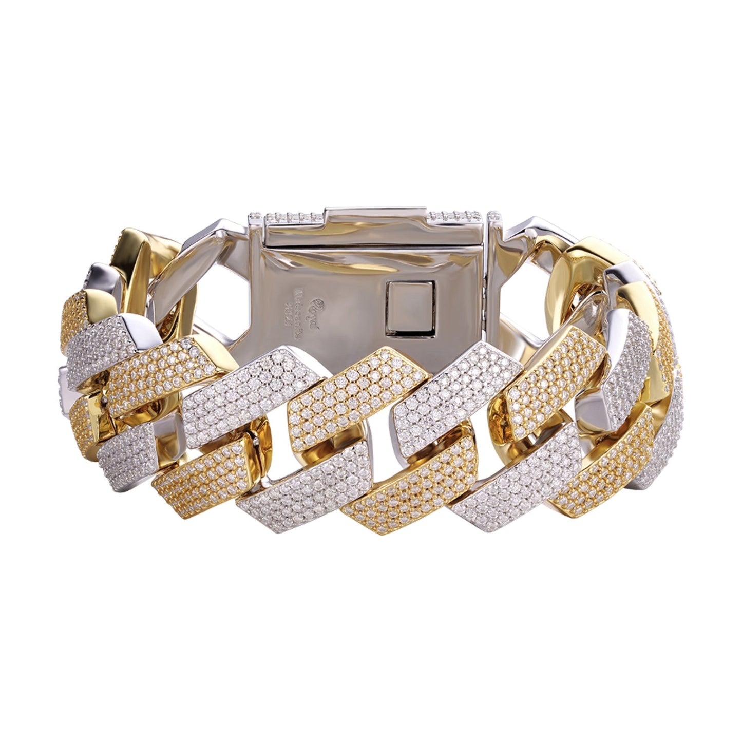 Sterling Silver Moissanite 23mm Miami Cuban 8.50 Inch Men Bracelet 22 Ctw