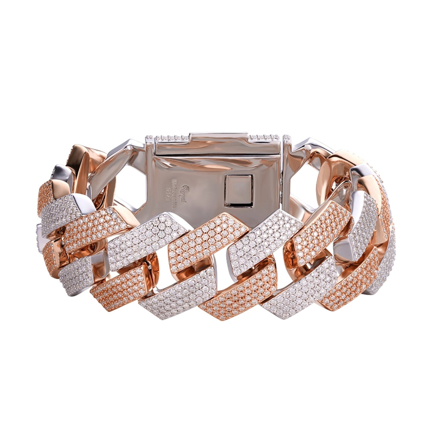 Sterling Silver Moissanite 23mm Miami Cuban 8.50 Inch Men Bracelet 22 Ctw