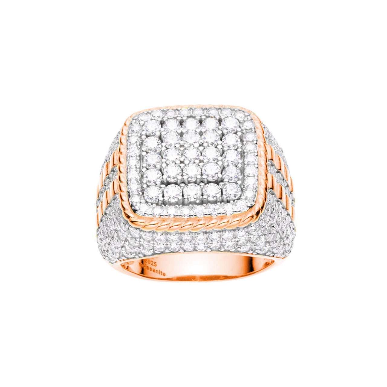 Sterling Silver Moissanite Carat Men Ring Size 10 (RP) 4-1/4 Ctw