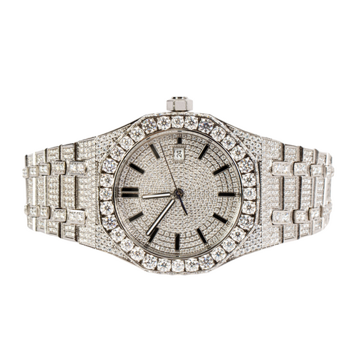 Moissanite Stainless Steel White Band Men Watch 22-1/3 CT