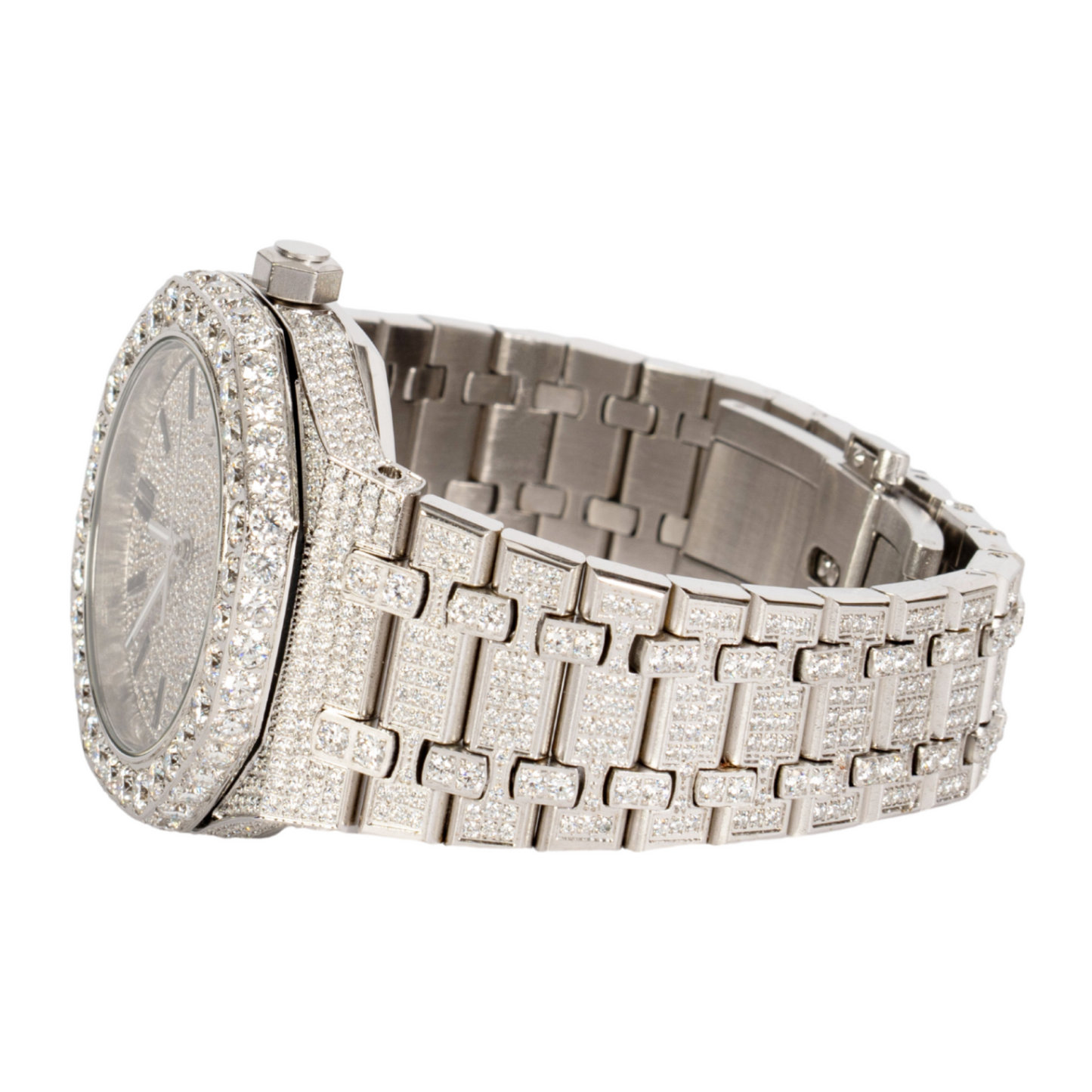 Moissanite Stainless Steel White Band Men Watch 22-1/3 CT