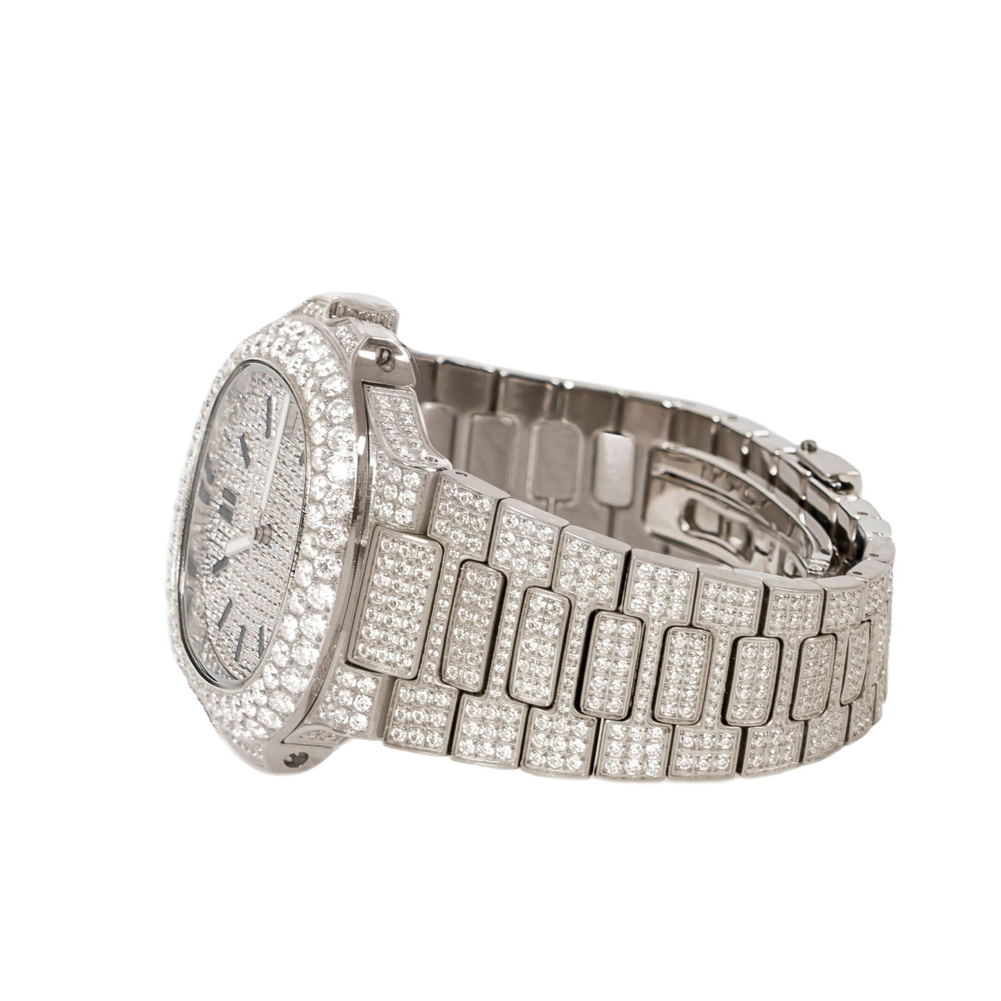 Moissanite Stainless Steel White Band Men Watch 18-1/3 Ctw