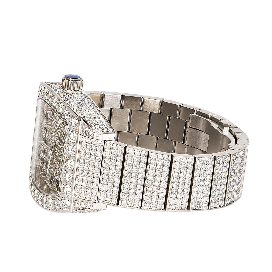 Moissanite Stainless Steel White Band Men Watch