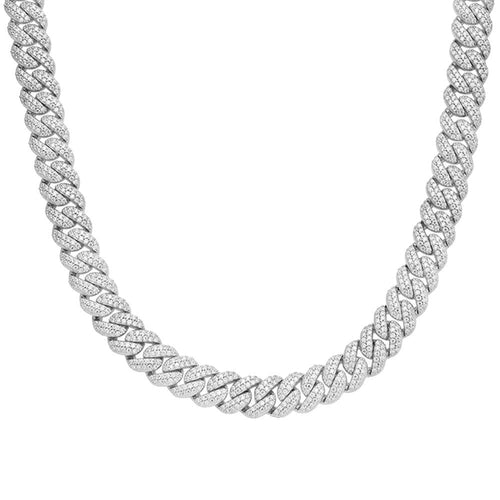 Sterling Silver Moissanite 8Mm Cuban Chain 22 Inch 15-1/8 Ctw