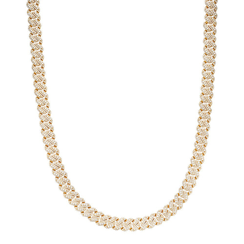 Sterling Silver Round Big Stone in Center Surrounded with Small Stones 10mm Moissanite Cuban Chain 22Inch Necklace 18-3/8 Ctw