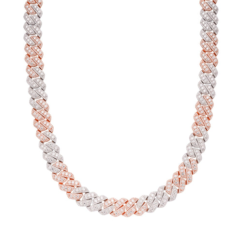 Sterling Silver Round Big Stone in Center Surrounded with Small Stones 12mm Moissanite Cuban Chain 22Inch Necklace 30 Ctw