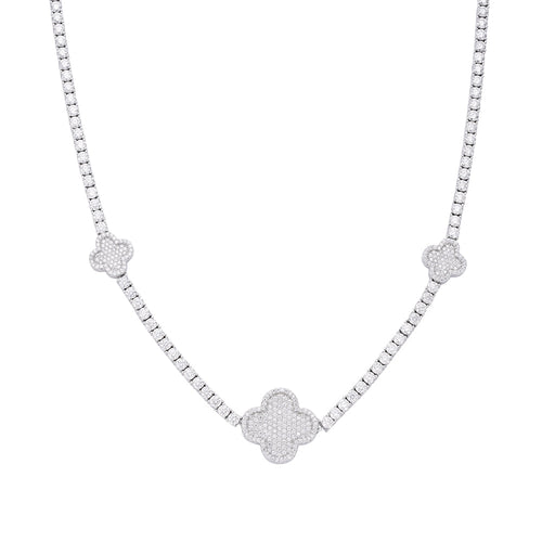 Sterling Silver Round Moissanite 15mm Designer With 3mm Tennis Chain 18 Inch Necklace 1 Ctw