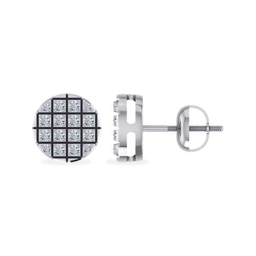 10K White Gold Round Diamond Stud Earrings 1/10 Ctw