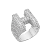 Sterling Silver Round Baguette Moissanite Cluster Initial H Letter Men Ring 10 5 Ctw