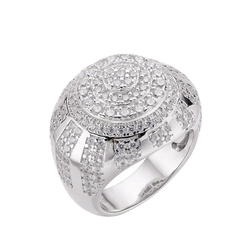 Sterling Silver Round Moissanite Size 10 Designer Men Ring 2-1/2 Ctw