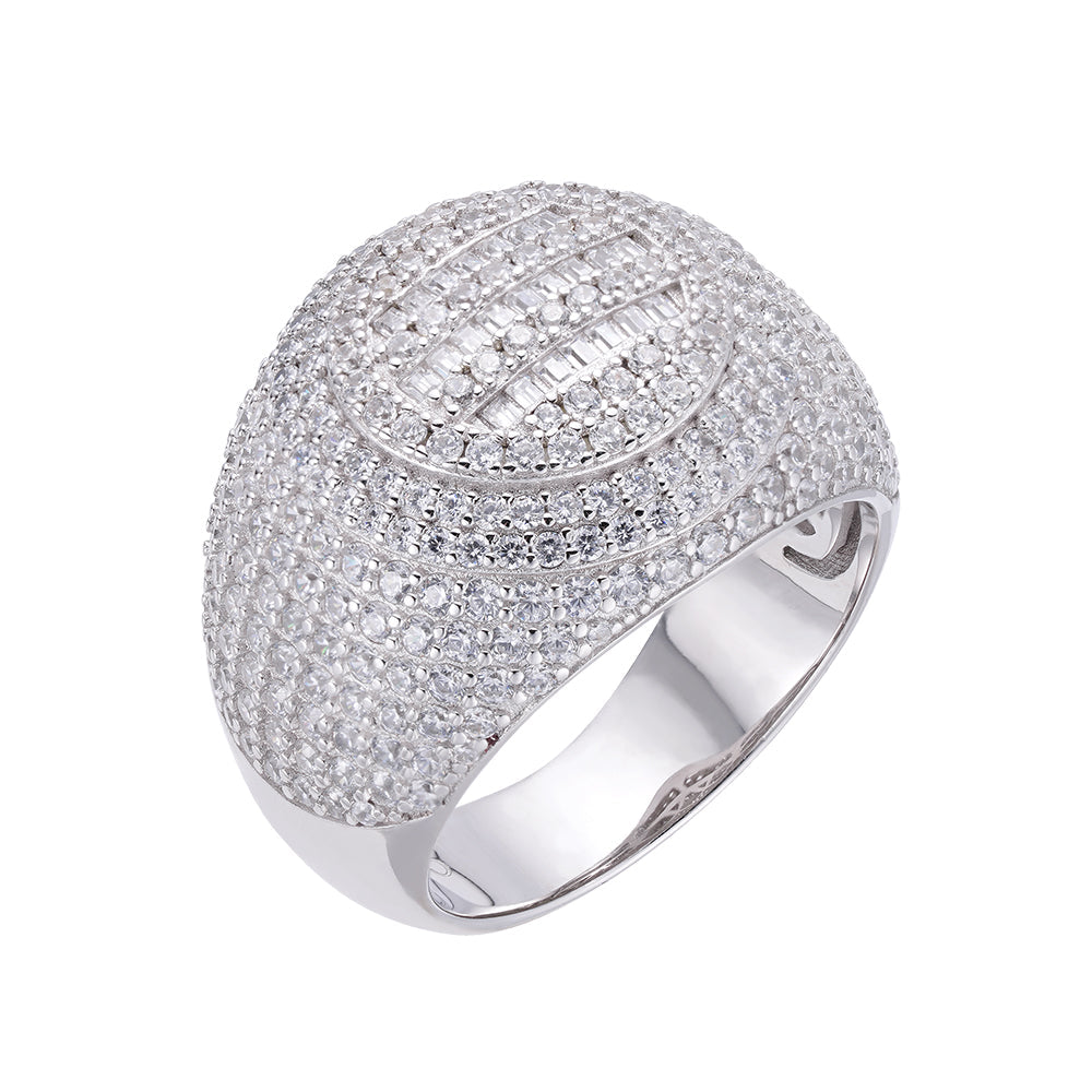 Sterling Silver Round Baguette Moissanite Size 10 Designer Men Ring 4 Ctw