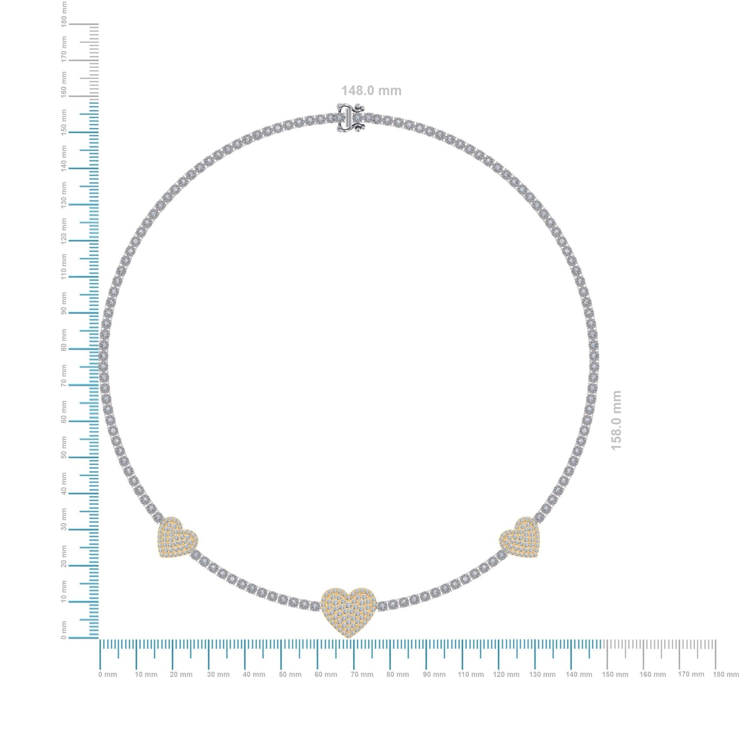 10K Yellow White two tone Gold Round Diamond Heart Designer 18 Inch Necklace 2-7/8 Ctw