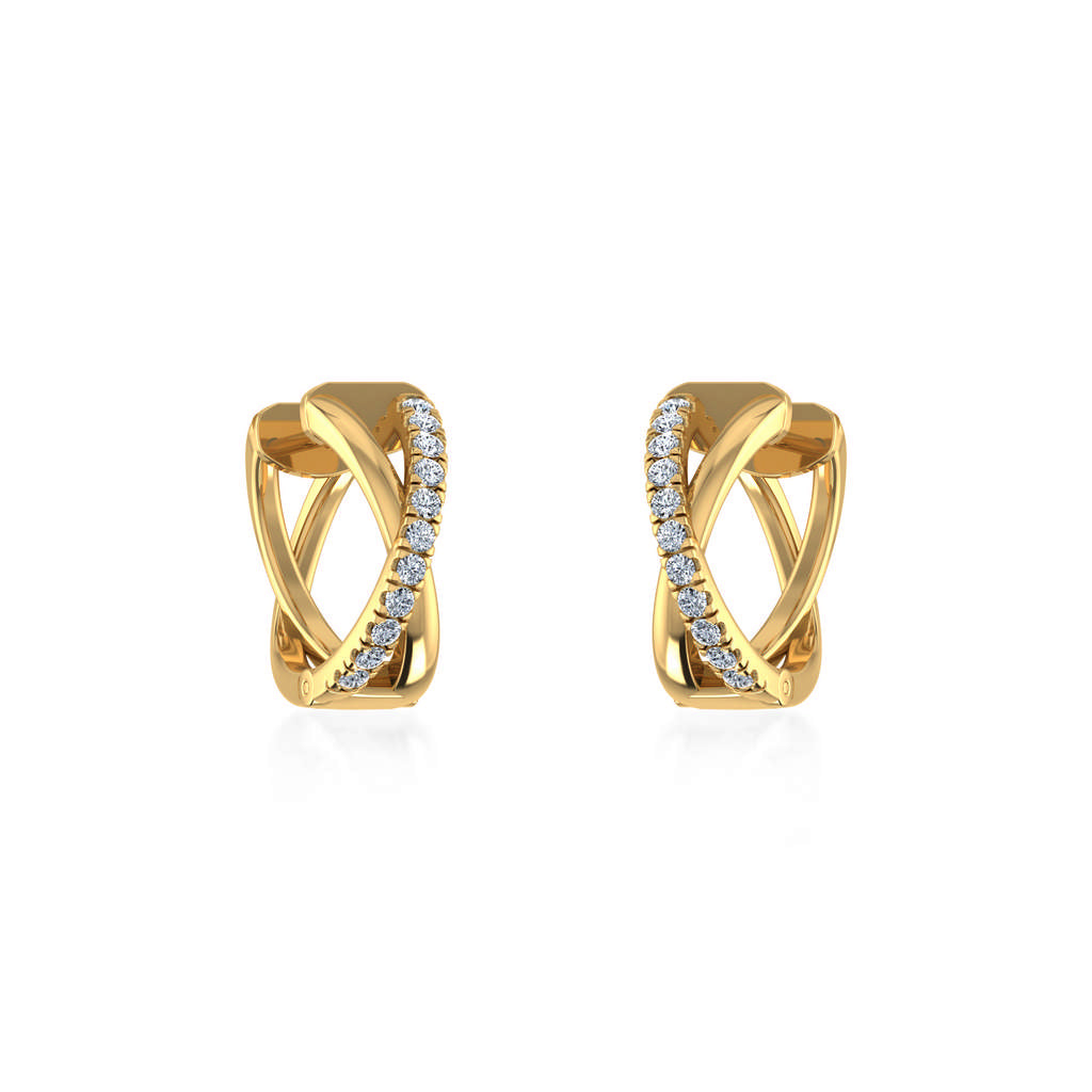 10K Yellow Gold Womens Round Diamond Small Huggies Earrings 1/2 Ctw