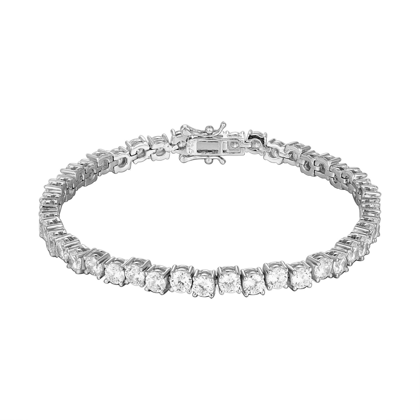 Sterling Silver Cubic Zirconia 4 Prong Tennis 7.5 Inch WoMen Bracelet