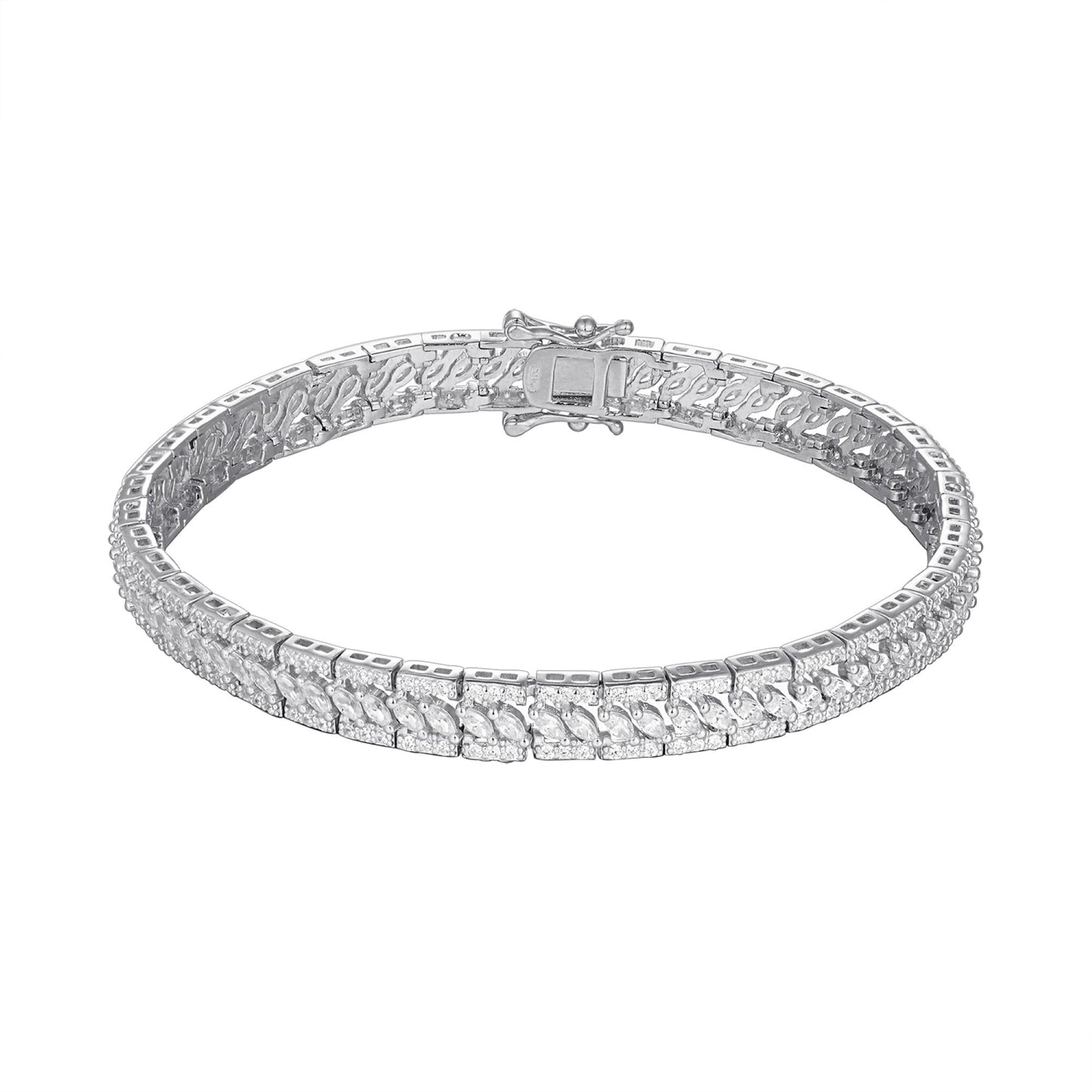Sterling Silver Cubic Zirconia Designer 7.5 Inch WoMen Bracelet