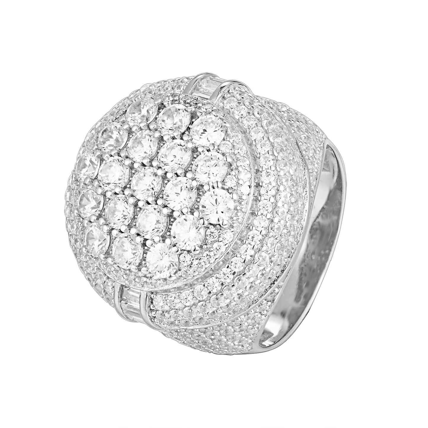 Sterling Silver Round Shape Cubic Zirconia Designer Size 7 Men Ring