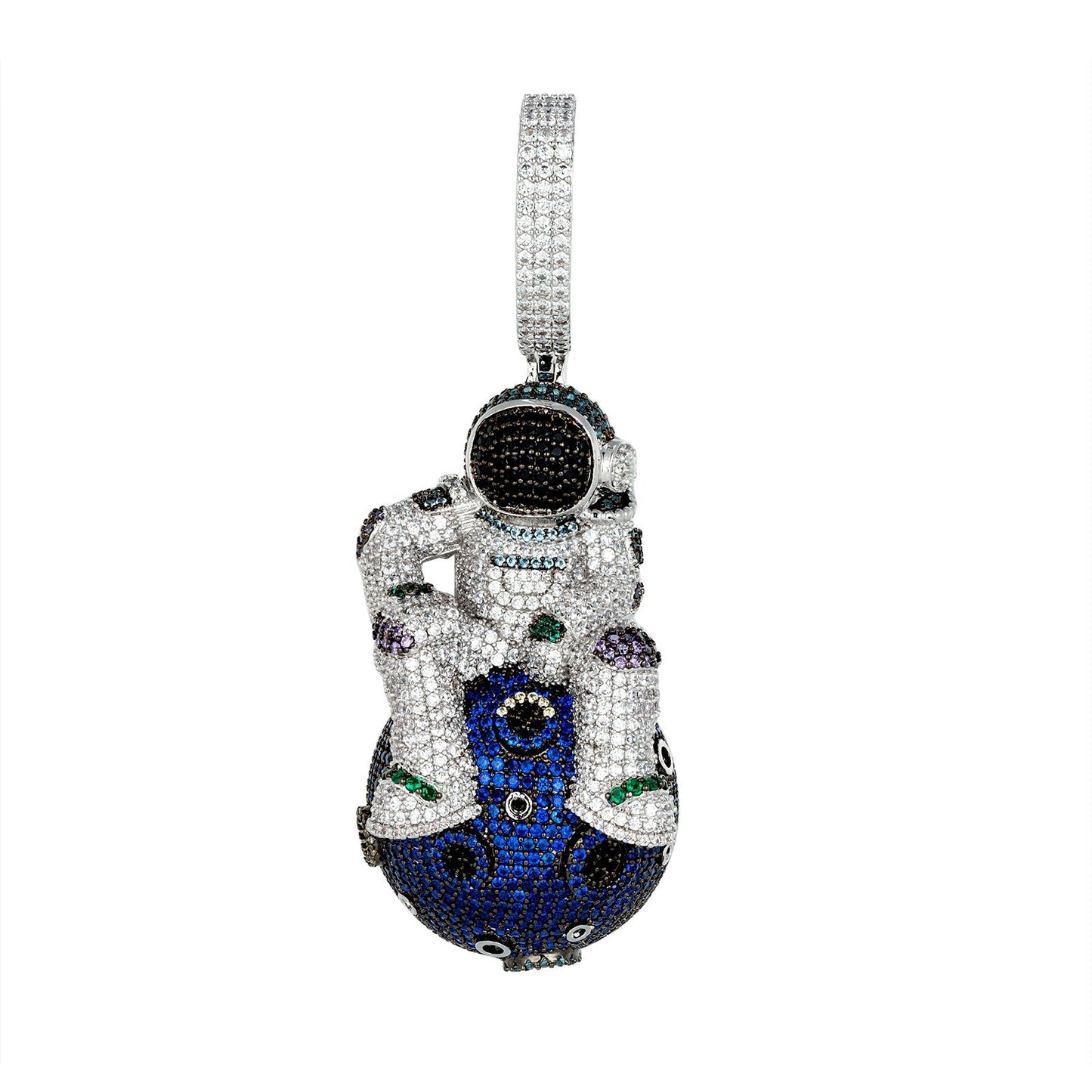 Sterling Silver Cubic Zirconia Astronaut Character Pendant