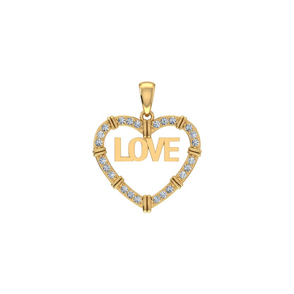 10K Yellow Gold Round Diamond Womens Love Heart Pendant 1/4 Ctw