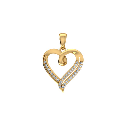 10K Yellow Gold Round Diamond Womens Heart Pendant 1/10  Ctw
