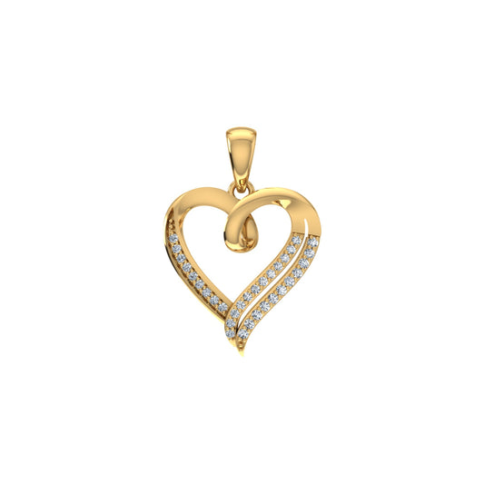 10K Yellow Gold Round Diamond Womens Heart Pendant 1/10  Ctw