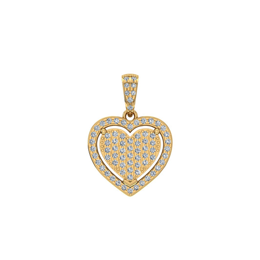 10K Yellow Gold Round Diamond Womens Heart Pendant 1/4 Ctw