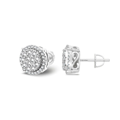 Sterling Silver Moissanite Round Shape Stud Earrings 3/4 Ctw